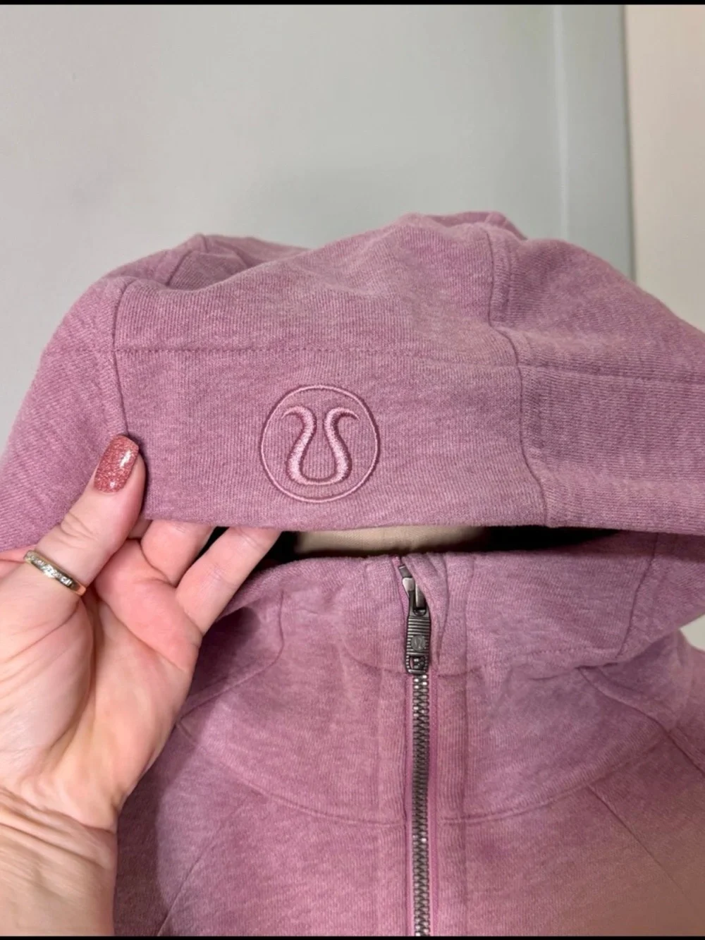 Lululemon Scuba Hoodie Jacket Light Cotton Fleece Heathered Velvet Dust Size 10